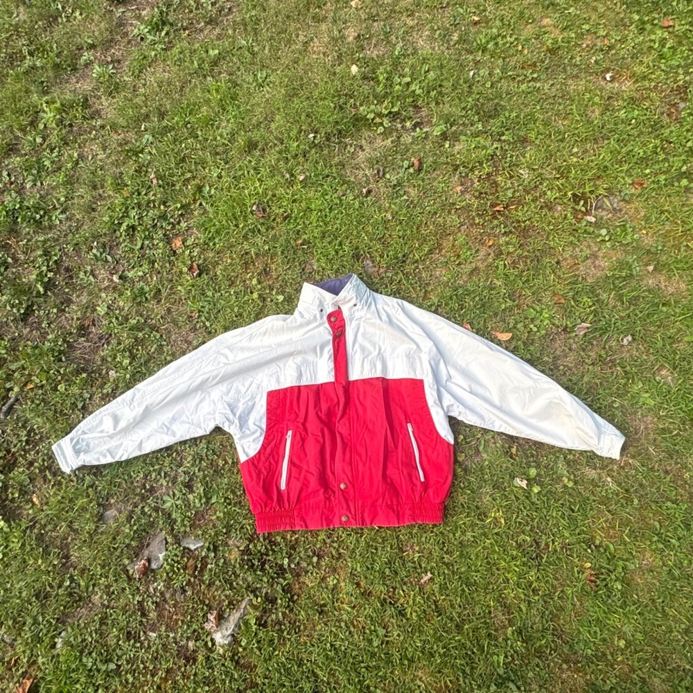 Vintage 90s Stratojac Colorblock Jacket Mens Large Red White Retro‎